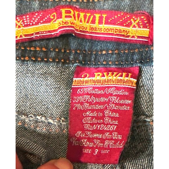 2BWU Jeans Company Skinny Embroidered Back Pockets Orange Stitch Y2K Retro Style - Picture 6 of 10